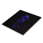 Zwarte 4 Luxe-tegel met paarse Blauwe Zeepaard Tegeltje (Zijkant)