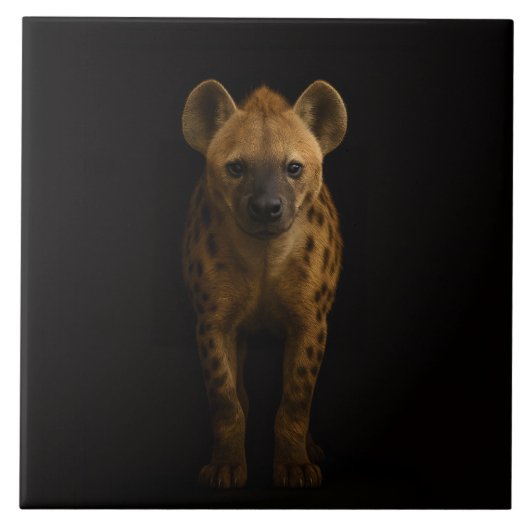 Zwarte 4 Luxe-tegel met wilde gevlekte hyena Tegeltje (Voorkant)