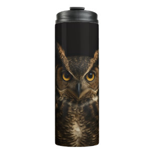 Zwarte 4 Luxe Thermische Bekerkop, Gouden Oog Uil Thermosbeker