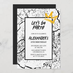 Zwarte 4e verjaardag uitnodiging Boy Hip Hop