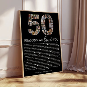 Zwarte 50 Redenen dat we van je houden Aandenken G Perfect Poster
