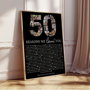 Zwarte 50 Redenen dat we van je houden Aandenken G Poster
