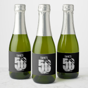 Zwarte 50e internationale elftal aangepaste mini sparkling wijnetiket