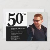 Zwarte 50ste verjaardag uitnodigingen Elegant Chic (Voorkant)