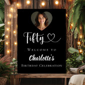 Zwarte 50ste verjaardagsfeest foto hart welkom poster