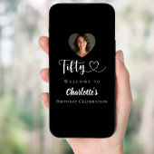 Zwarte 50ste verjaardagsfeest foto hart welkom poster