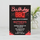 Zwarte 55e verjaardag uitnodigingen bbq Eenvoudig (Staand voorkant)