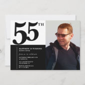 Zwarte 55e verjaardag uitnodigingen Elegant Chic (Voorkant)