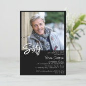 Zwarte 60e verjaardag foto kaart (Staand voorkant)