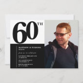 Zwarte 60ste verjaardag uitnodigingen Elegant Chic (Voorkant)