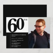 Zwarte 60ste verjaardag uitnodigingen Elegant Chic (Voorkant / Achterkant)