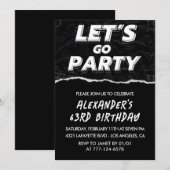 Zwarte 63e verjaardagsuitnodigingen Mannen Wit Kaart (Voorkant / Achterkant)