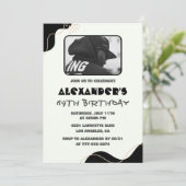 Zwarte 69ste verjaardag uitnodigingen Mannen Eenvo (Staand voorkant)