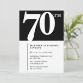 Zwarte 70e verjaardag uitnodiging Elegant Chic Sim (Staand voorkant)