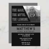 Zwarte 73e verjaardagsuitnodiging Het Man De Legen Kaart (Voorkant / Achterkant)