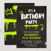 Zwarte 74e verjaardagsuitnodigingen Mannen Graffit Kaart (Voorkant / Achterkant)