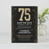 Zwarte 75e verjaardag  save the date (Staand voorkant)