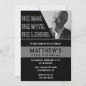 Zwarte 75e verjaardagsuitnodiging Het Man De Legen Kaart (Voorkant)