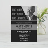 Zwarte 75e verjaardagsuitnodiging Het Man De Legen Kaart (Staand voorkant)