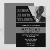 Zwarte 75e verjaardagsuitnodiging Het Man De Legen Kaart (Voorkant / Achterkant)