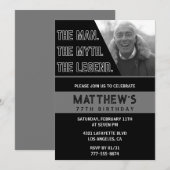 Zwarte 77e verjaardagsuitnodiging Het Man De Legen Kaart (Voorkant / Achterkant)