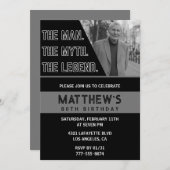 Zwarte 80ste verjaardagsuitnodiging Het Man De Leg Kaart (Voorkant / Achterkant)
