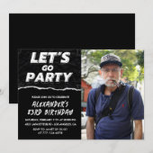 Zwarte 83e verjaardagsuitnodigingen Mannen Foto Kaart (Voorkant / Achterkant)