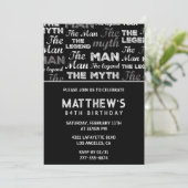 Zwarte 84ste verjaardag uitnodiging voor hem Myth (Staand voorkant)