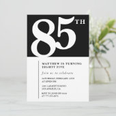 Zwarte 85e verjaardag uitnodiging Elegant Chic Sim (Staand voorkant)