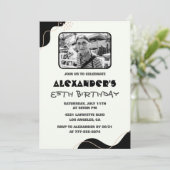Zwarte 85e verjaardag uitnodigingen Mannen Eenvoud (Staand voorkant)