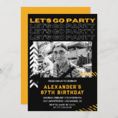 Zwarte 87e verjaardag uitnodigingen Mannen (Voorkant / Achterkant)