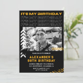 Zwarte 88e verjaardagsuitnodigingen Mannen Foto Kaart (Staand voorkant)