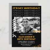 Zwarte 88e verjaardagsuitnodigingen Mannen Foto Kaart (Voorkant / Achterkant)