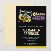 Zwarte 90ste verjaardagsuitnodiging Beer Mannen Ne Kaart (Voorkant / Achterkant)