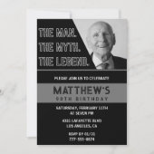 Zwarte 90ste verjaardagsuitnodiging Het Man De Leg Kaart (Voorkant)