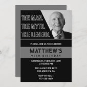 Zwarte 90ste verjaardagsuitnodiging Het Man De Leg Kaart (Voorkant / Achterkant)