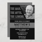 Zwarte 91e verjaardagsuitnodiging Het Man De Legen Kaart (Voorkant / Achterkant)