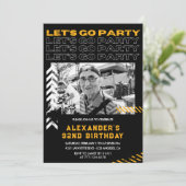 Zwarte 92e verjaardagsuitnodiging Mannen Kaart (Staand voorkant)