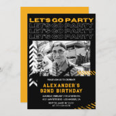 Zwarte 92e verjaardagsuitnodiging Mannen Kaart (Voorkant / Achterkant)