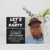 Zwarte 92e verjaardagsuitnodigingen Mannen Foto Kaart (Staand voorkant)