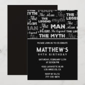 Zwarte 94ste verjaardagsuitnodiging Man Myth Legen Kaart (Voorkant / Achterkant)