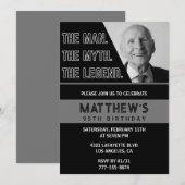 Zwarte 95e verjaardagsuitnodiging Het Man De Legen Kaart (Voorkant / Achterkant)