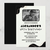 Zwarte 95e verjaardagsuitnodigingen Mannen Eenvoud Kaart (Voorkant / Achterkant)