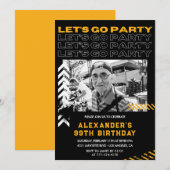 Zwarte 99ste verjaardag uitnodigingen Mannen (Voorkant / Achterkant)