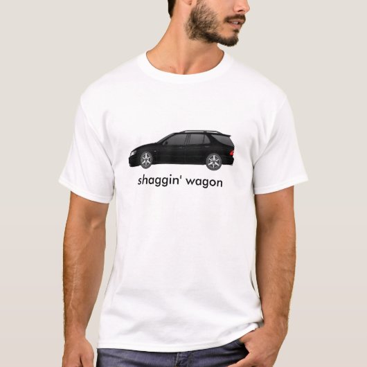 zwarte 9-5 wagen 2004, shaggin' wagon t-shirt (Voorkant)