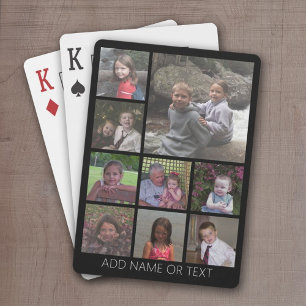 Zwarte 9 Foto Vierkant Collage eenvoudig witte tek Pokerkaarten