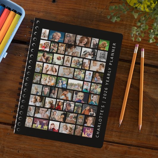 Zwarte aangepaste 54 foto collage planner
