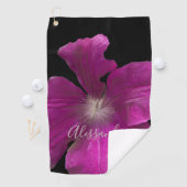 Zwarte aangepaste bloem waterverf roze wilde bloem golfhanddoek (Insitu)