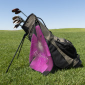Zwarte aangepaste bloem waterverf roze wilde bloem golfhanddoek (Groen)