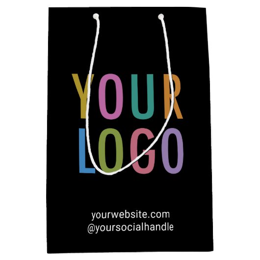 Zwarte aangepaste cadeautas bedrijf logo bulk (Voorkant)